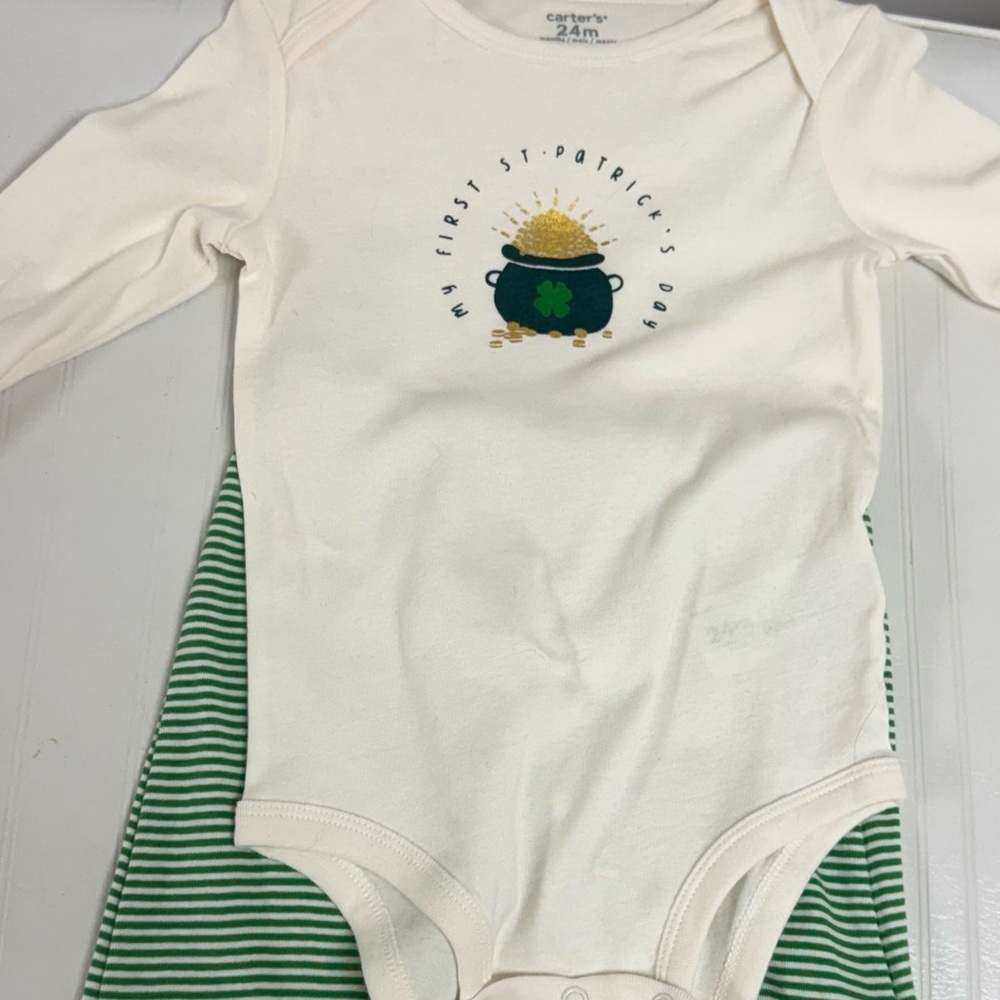 Carter's Cream and Green St. Patrick's Day Bodysuit